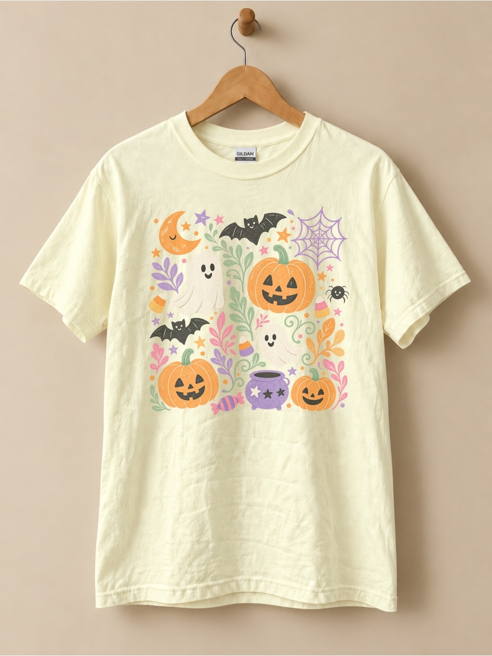 Halloween Floral Pumpkin Ghost Unisex T-shirt Spooky Season Tee